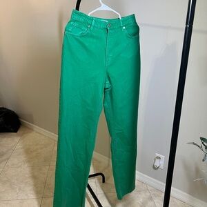 Zara Green Straight Leg Jeans Vibrant Style